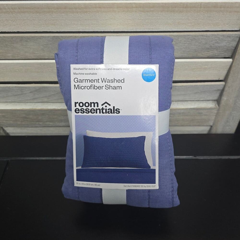 Garment Washed Microfiber Quilt Sham Blue | Room Essentials | Standard